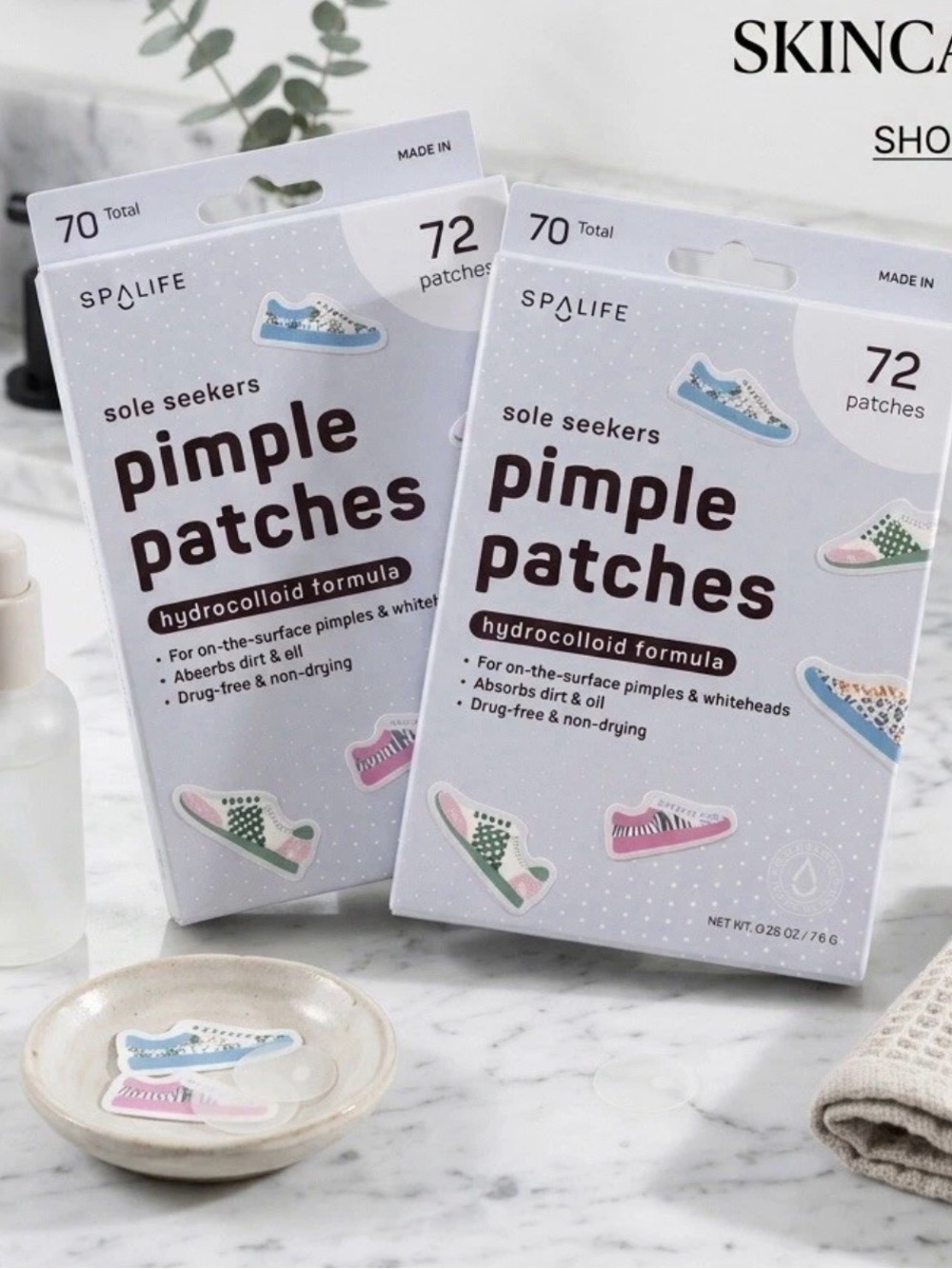 SpaLife Sole Seekers Pimple Patches -  2 Pack Hydrocolloid Acne Treatment